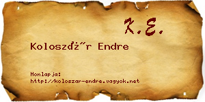 Koloszár Endre névjegykártya